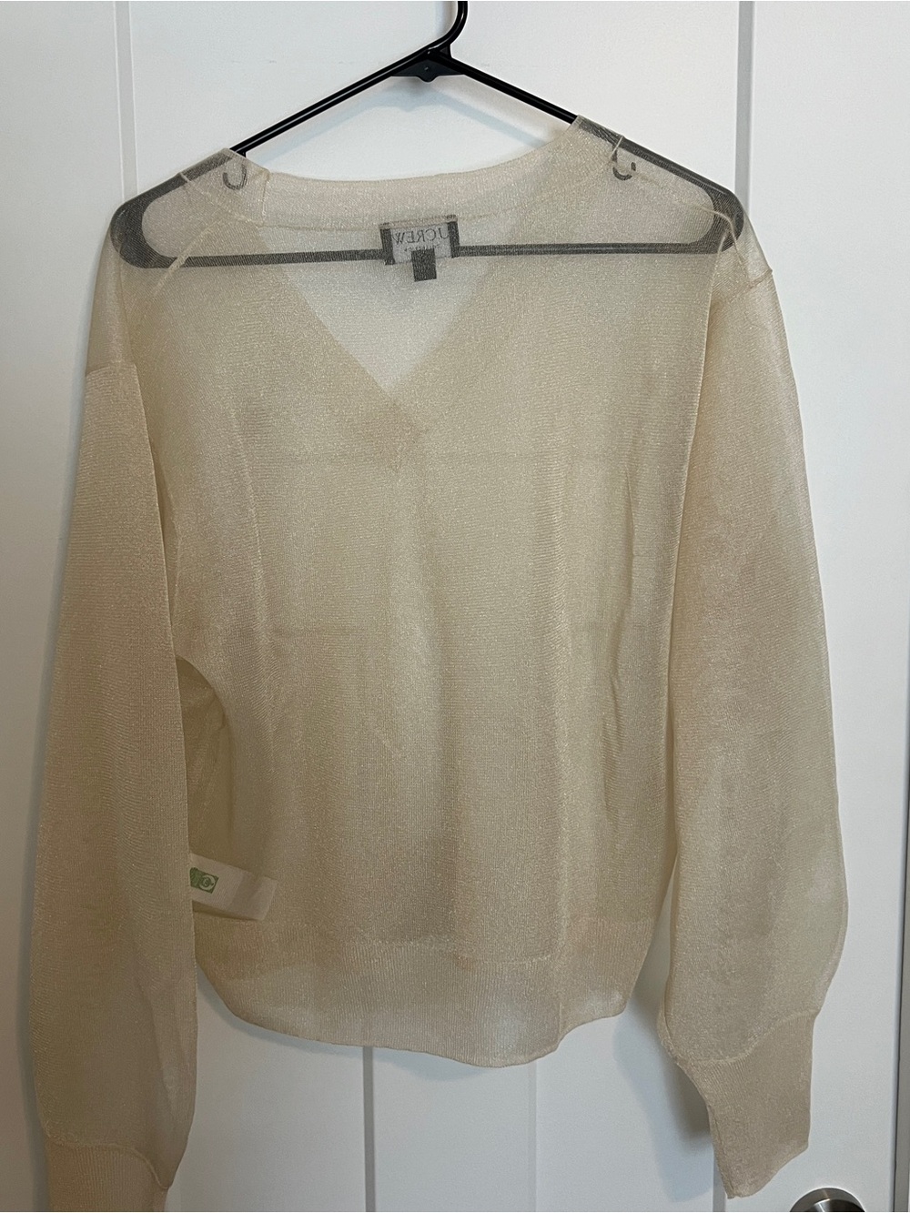 J. Crew Women's Sheer V-Neck Sweater in Cream size large - Picture 3 of 3